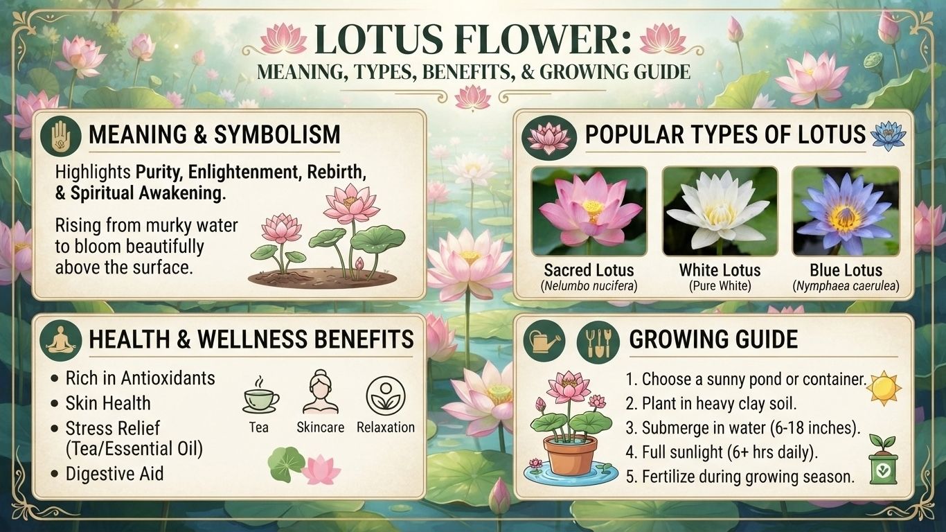 Lotus Flower: Meaning, Types, Benefits, and Growing Guide